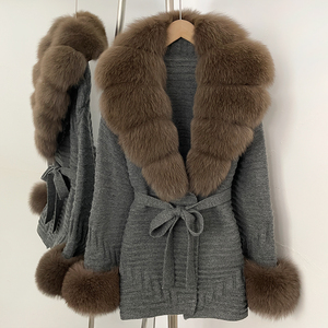 OFTBUY Maglione in Vera Pelliccia Lavorato a Maglia per <span class=keywords><strong>Donna</strong></span>, Cardigan e Maglioni, Moda Coreana Autunno/Inverno, Top per <span class=keywords><strong>Donna</strong></span> - Product Image 3