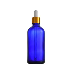 Dropper 5ml-100ml Essential Oil Glass Dropper Cobalt Blue Bottle Korean Skincare Cosmetic Packaging Glass Container With Dropper