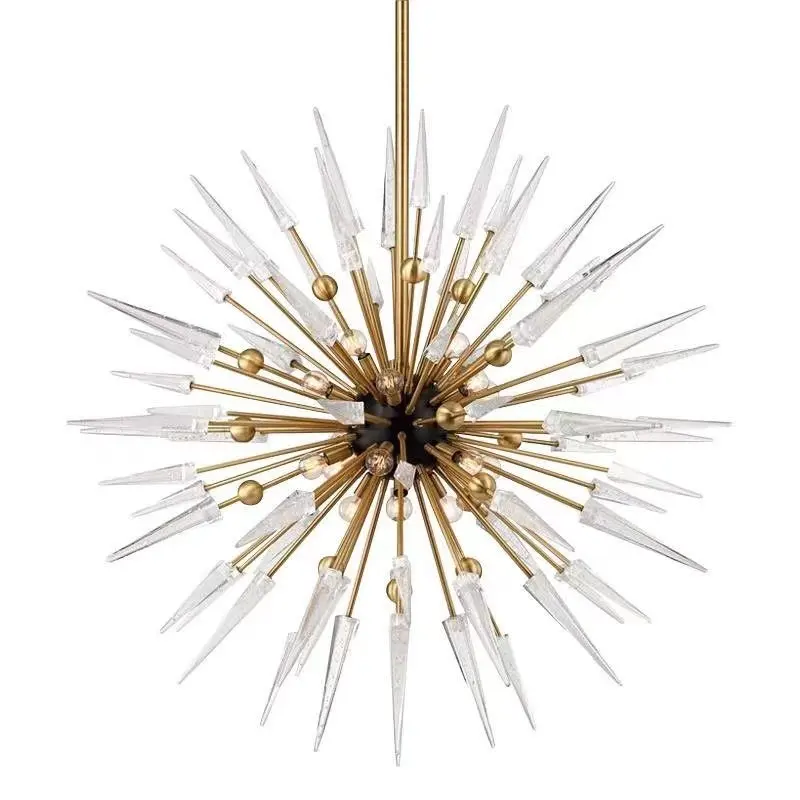 Hot Sale Nordic Art Modern Golden brass Chandelier Sputnik Pendant Lamp Hedgehog LED Round Ball Hanging Light