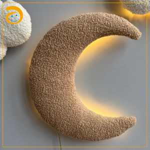Veilleuse Murale Lune pour Chambre d'Enfant, Nuages Bouclés, Lampe Murale LED Blanc Chaud, Décoration Murale Chambre Enfant, Décoration Murale Prénom Bébé - Product Image 3