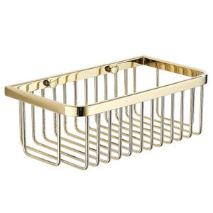 Standard Pa <b>Wall</b> Mounted Tissue <b>Holder</b> Copper Square Mesh Bathroom Paper <b>Holder</b> With <b>Phone</b> Storage Gold Finish - Product Image 5