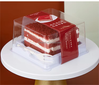 Großhandel Einzel-Kuchen-Plastikbox mit Gabel PET Transparente Quadratische Kuchen-Dessert-Verpackungsbehälter für Bäckereien
