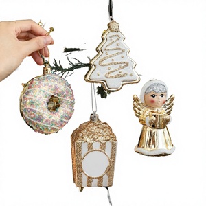 WEIXI Gold Glitter High Quality Eco-friendly Handmade Modern Christmas Tree Ornaments Set Candy Shaped Decor Angel Hanging Xmas - Product Image 3