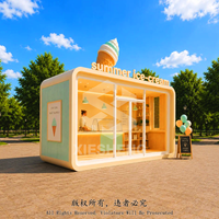 Kiosque de vente ambulante modulaire préfabriqué Apple Cabin pour la vente de glaces et desserts en plein air, avec comptoir de service