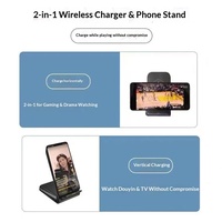 Chargeur sans fil vertical 15W/20W à charge rapide, double bobine, support de téléphone portable horizontal de bureau, port Type-C