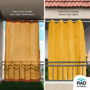 Yellow HDPE <b>Eyelet</b> Outdoor <b>Curtains</b> with Bright Sunlit Charm and Breathable Light Filtering Fabric for Vibrant Balcony and Patio - Product Image 5