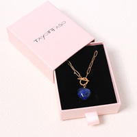 JUSTOP Collier Pendentif Cœur en Agate Tendance, Chaîne Maillons en Acier Inoxydable Plaqué Or et Argent, Unisexe, OEM, Mode, En Stock