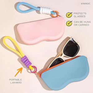 Étui à lunettes en silicone personnalisé avec logo, sangle de poignet, chiffon de nettoyage, organiseur de lunettes portable, étui de protection souple, 5 couleurs - Product Image 4