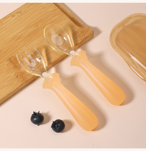 Juego de Cuchara y Tenedor de PPSU para Bebés, Entrenamiento de Alimentación <span class=keywords><strong>Complementaria</strong></span>, Niños Aprenden a Comer de Forma Independiente, Mayores de <span class=keywords><strong>6</strong></span> <span class=keywords><strong>Meses</strong></span> - Product Image 6