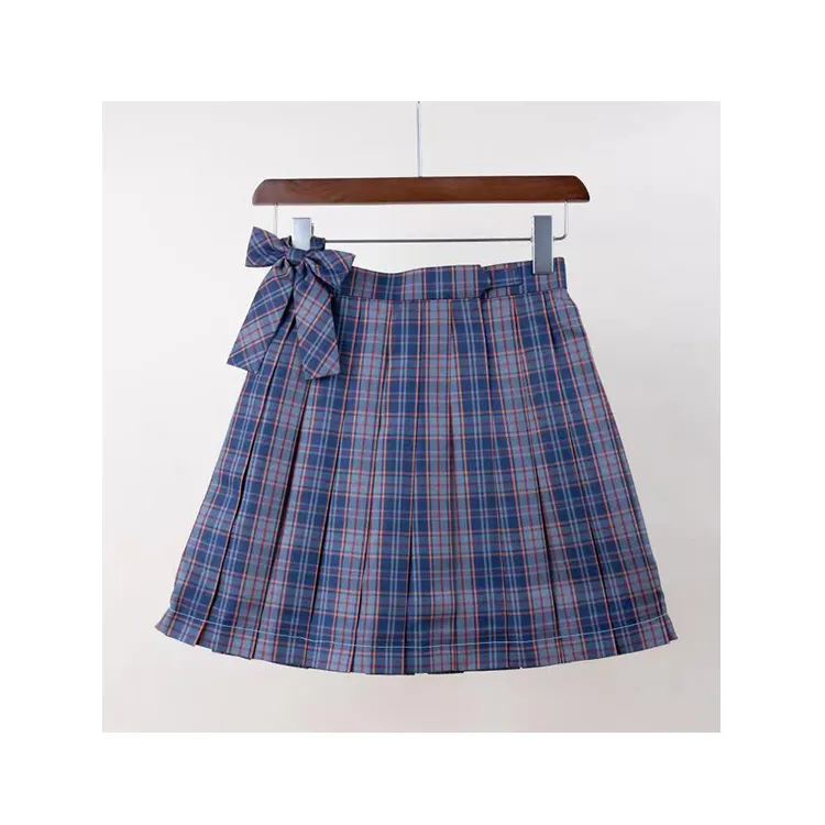 High Quality College Style A-Line Polyester Fiber Plaid Uniform Skirt