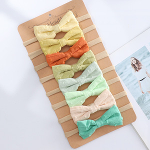 Jacquard bebè fiocco elastico per capelli cravatta morbida per neonati - Product Image 4