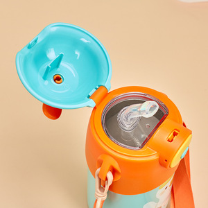 Wholesale 450ml Cartoon Stainless Steel Tumbler 304 Vacuum Kids Water Bottle <b>Straw</b> Temperature Display 6-12 - Product Image 4