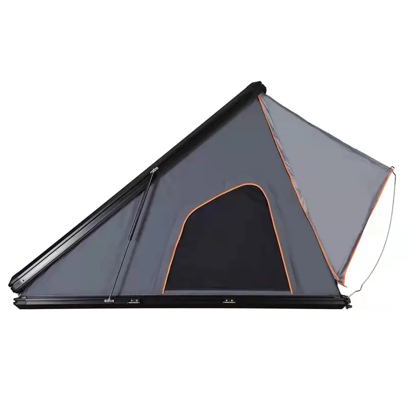 New Aluminium Alloy Triangle Camping Rooftop Tente De Toit Clamshell Roof Top Tent 4 Person Hard Shell For Sale