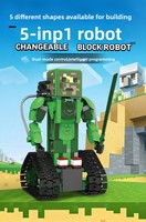 Robot de Control Remoto Cinco en Uno, Programable, Educativo, de Ciencia, Rompecabezas, Bloques de Construcción, Juguete para Niños, Verde