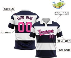 Camisetas Polo a Rayas Sublimadas Personalizadas para Hombre, Fábrica OEM, Ropa Deportiva Transpirable para Equipo, Jersey Casual de Manga Corta con Logotipo - Product Image 3