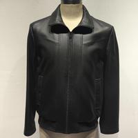 Veste en cuir d'agneau véritable noire slim décontractée pour homme, fermeture éclair sur le devant, logo, douce, confortable et respirante, vêtement d'extérieur quotidien, automne