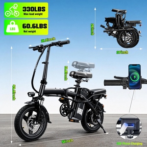 Mini Folding Electric Bike 560W Brushless Motor 48V Lithium Battery 14" Wheels 3-Speed Disc Brakes High Carbon Steel Frame 28km - Product Image 1