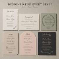 Suite d'invitations de mariage personnalisées à bords festonnés, papier fait main avec impression de croquis botaniques minimalistes, carte RSVP et carte de détails