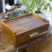 Boîte de rangement pour épices en bois d'acacia sculpté avec tiroir et conteneur de comptoir