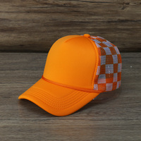 Oranje Mig Patroon Stijl Caps Met Rand Voor Buitensporten Hoge Kwaliteit Mannen Vrachtwagenchauffeur Hoeden Met Ademend Mesh