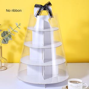 ชั้นวางเค้กกระดาษแข็งแบบพกพาสำหรับงานเลี้ยงน้ำชายามบ่าย พร้อมกล่องบรรจุภัณฑ์แบบมีหูหิ้ว ชั้นวางขนมหลายชั้น - Product Image 5