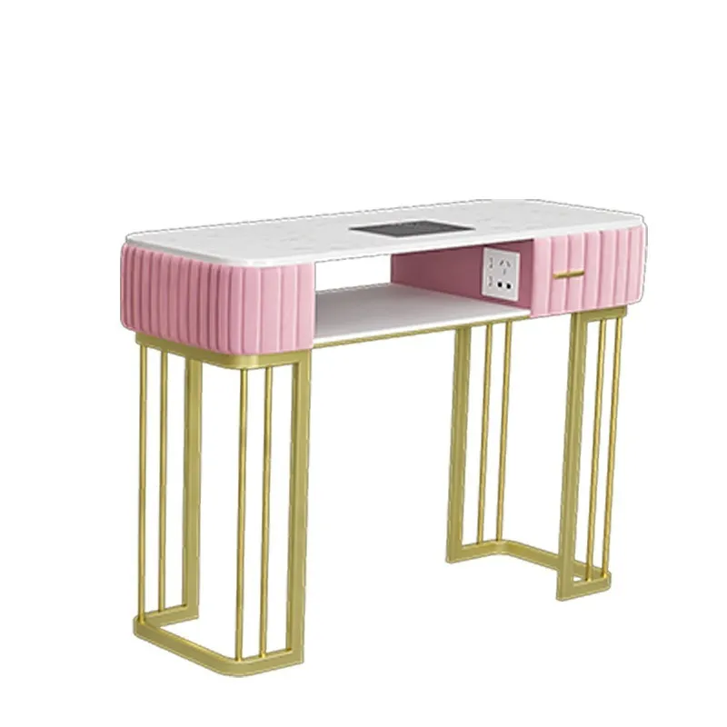 2024 Neue Möbel Großhandel rosa Salon Tische Ausstattung Barbershop Luxus gehärtetes Holz Nageltische Nageltisch Maniküre-Tisch
