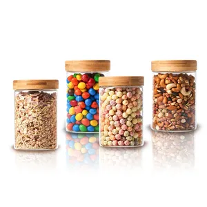 Vasetti di vetro <span class=keywords><strong>con</strong></span> <span class=keywords><strong>coperchio</strong></span> in legno/vaso di stoccaggio in vetro borosilicato <span class=keywords><strong>con</strong></span> <span class=keywords><strong>coperchio</strong></span> in legno di Acacia - Product Image 1