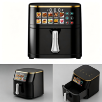 Friteuse à air numérique carrée moderne de 10 litres, 1400 watts, 6 modes de cuisson prédéfinis, multifonction, économie d'énergie