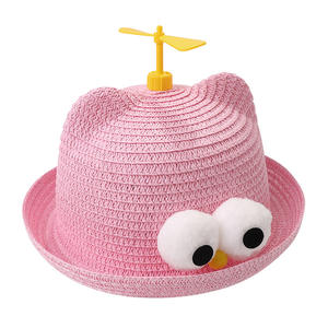 Chapeau d'été libellule en bambou pour garçons filles <span class=keywords><strong>TikTok</strong></span> nouveau dessin animé rotatif parasol raphia paille moulin à vent pêcheur chapeau pour décontracté - Product Image 5