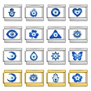 Blue Evil Eye Modular Bracelet Components Stainless Steel Mixed Shapes For Bracelet Making DIY Jewelry Findings - Product Image 1