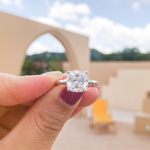 Solitaire <strong>Ring</strong> for Women 925 Sterling Silver 3CT <strong>Cushion</strong> Cut Cubic Zirconia Engagement <strong>Wedding</strong> <strong>Ring</strong> Christmas Gift - Product Image 4