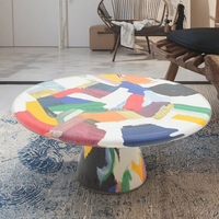 Table Basse Moderne Nordique de Luxe Personnalisable en Fibre de Verre Multicolore, Multifonctionnelle, Facile à Nettoyer, Décoration Intérieure Polyvalente