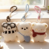 Porte-clés Ours en Peluche Mignon Kawaii DIY à Habiller, Pendentif de Sac Ours en Peluche Doux et Moelleux, Breloque Animale pour Décoration de Sac à Dos, Cadeau