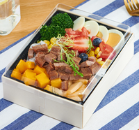 Boîte à bento jetable ESTICK pour plats à emporter, pliable, pour gâteaux, desserts, biodégradable, en bois, pour sushis, boîte à bento rectangulaire, taille personnalisée acceptée