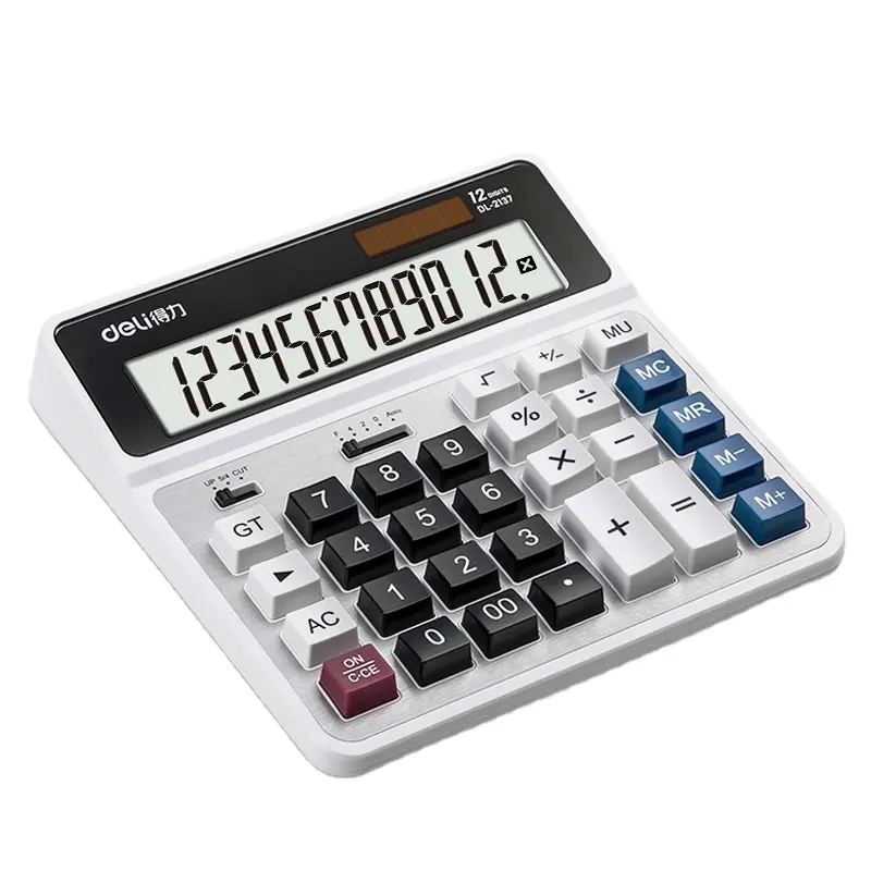 Deli 2137 Portable Desktop Calculator Metal 12 Digit Calculator