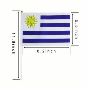 Wholesale Polyester Uruguay Uruguayan Hand Held <b>Small</b> Mini International Country World Stick Flags Decorations for Party - Product Image 3