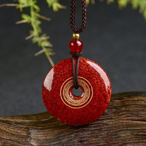 Colgante de Moneda Fantasma de la Montaña de Cinabrio, Colgante de Hebilla de Seguridad con Arena de Cristal, Colgante de Hebilla de Seguridad con Mantra de Seis Caracteres de Cinabrio para - Product Image 3