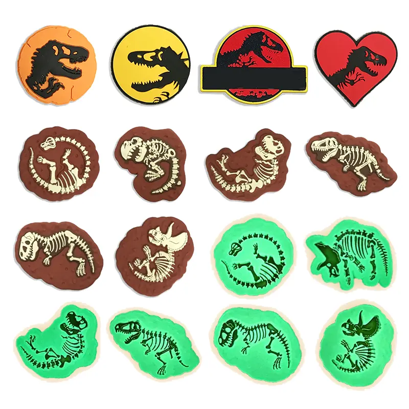 Wholesale Dinosaur Fossil Theme Shoe Charms PVC Custom shoe Accessories For clogs charms