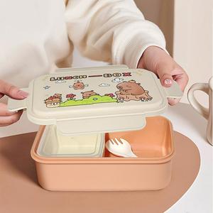 Lonchera de Viaje para Niños de 850 ml + 350 ml, Apta para Microondas, <span class=keywords><strong>con</strong></span> 2 Compartimentos, Contenedor de Alimentos de Plástico - Product Image 3