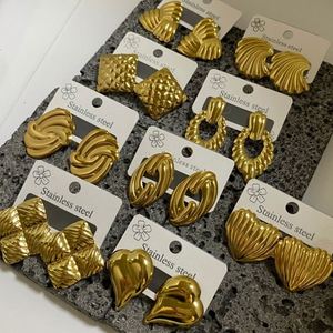 Pendientes de Acero Inoxidable con Baño de Oro de 18k, Diseño Geométrico Retro Francés, Antideslustre, para Mujer, Aniversario, Envío Combinado - Product Image 6