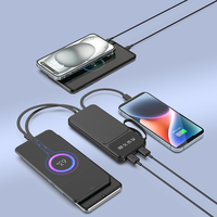 Bancos de energía Cuerda de mano texturizada Pantalla digital LED Cable incorporado Banco de energía de alta capacidad 10000Mah