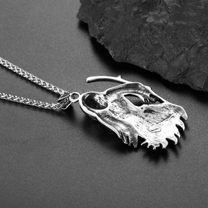 MECYLIFE Death Reaper Collar de acero inoxidable Punk Death Devil Skull Sickle Colgante Collar para hombre - Product Image 3