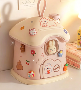Hucha de plástico con forma de casa de hongos para niña, DIY, de alto valor estético, resistente a caídas, adornos bonitos, regalo para niños de guardería - Product Image 2