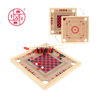 Jeu de société en bois double face 2-en-1 : Carrom, Backgammon et Dames pour Enfants et Adultes – Vente en gros