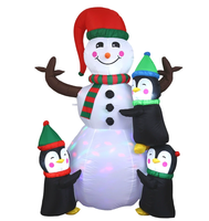 Ensemble gonflable de bonhomme de neige et pingouin de Noël pour décoration de fête en extérieur, modèle gonflable pour ambiance festive