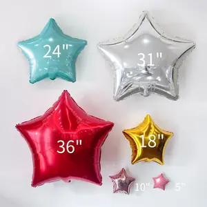 Заводская дешевая оптовая продажа, 5 дюймов 10 дюймов 18 дюймов 24 дюйма, пользовательские фольгированные шары в форме звезды, счастливый день рождения, гелиевые воздушные шары