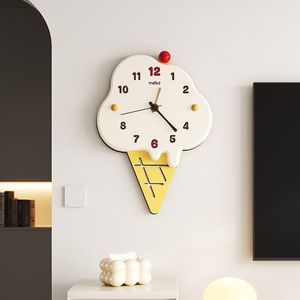 Hanging Battery Operated Silent Wall <b>Clock</b>-Ice <b>Cream</b> Cartoon Design with Mechanical Needle Display Trendy Living Room Decor - Product Image 5