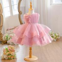 Gaun Putri Tutu Satu Bahu untuk Anak Perempuan, Gaun Pesta Formal untuk Ulang Tahun, Catwalk, Piano, Acara Malam