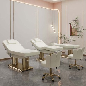 Lit de massage chauffant de luxe Base <span class=keywords><strong>extra</strong></span> large en acier inoxydable doré Spa de beauté Table de massage faciale électrique Lit de cils pour salon - Product Image 5