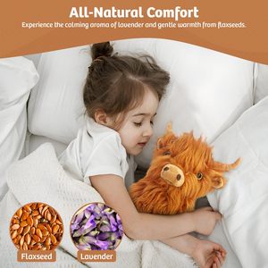Hooglandkoe knuffeldier speelgoed magnetron verwarmbaar pluche ondersteuning lavendel gewogen knuffels voor angst - Product Image 4
